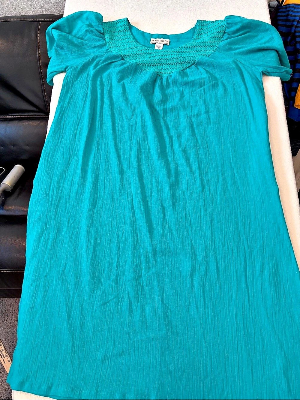 The Vermont Laundry Store Textured Mini Dress in Blue greenSize Large#181